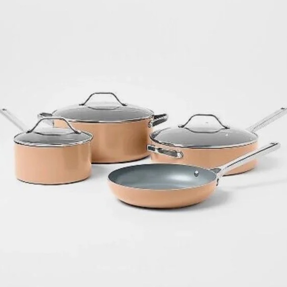 Figmint - Nonstick Ceramic Coated Aluminum Cookware Set Terracotta Orange (new)